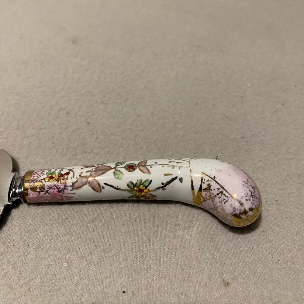 Sheffield England Pie Server Knife Porcelain Handle Vintage Stainless